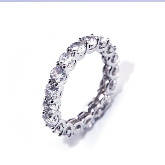 NEW Silver Round Diamond Eternity Ring - Picture 3 of 5